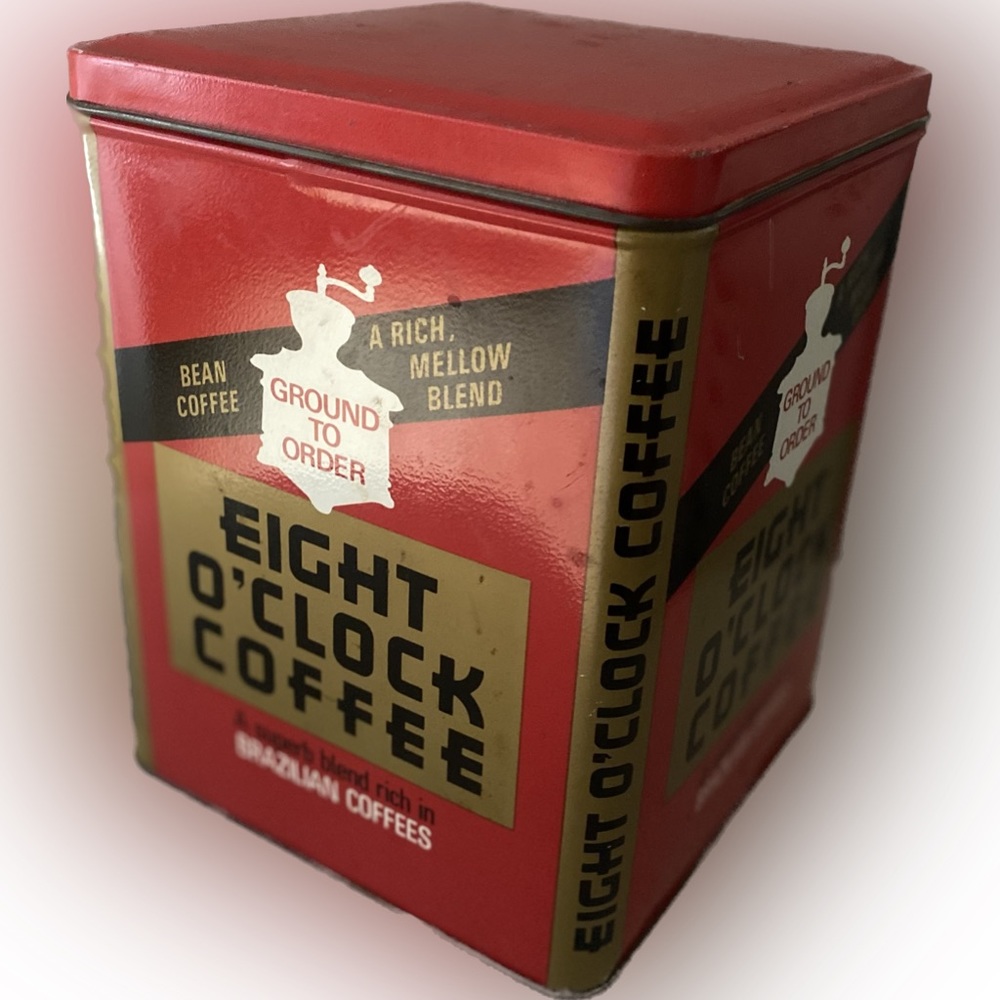 Vintage Eight O'Clock Coffee Metal Canister
